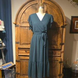 Elegant Teal Wrap Dress